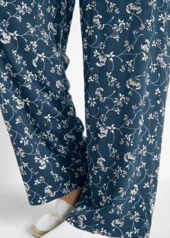 bonprix bonprix Pantalón palazzo de mezcla de viscosa Azul marino de flores Hot