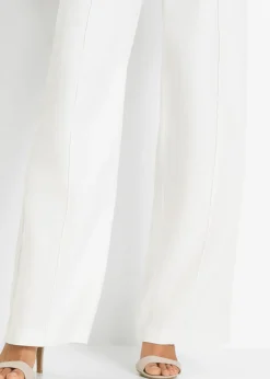 bonprix bonprix Pantalón palazzo de mezcla de lino Blanco