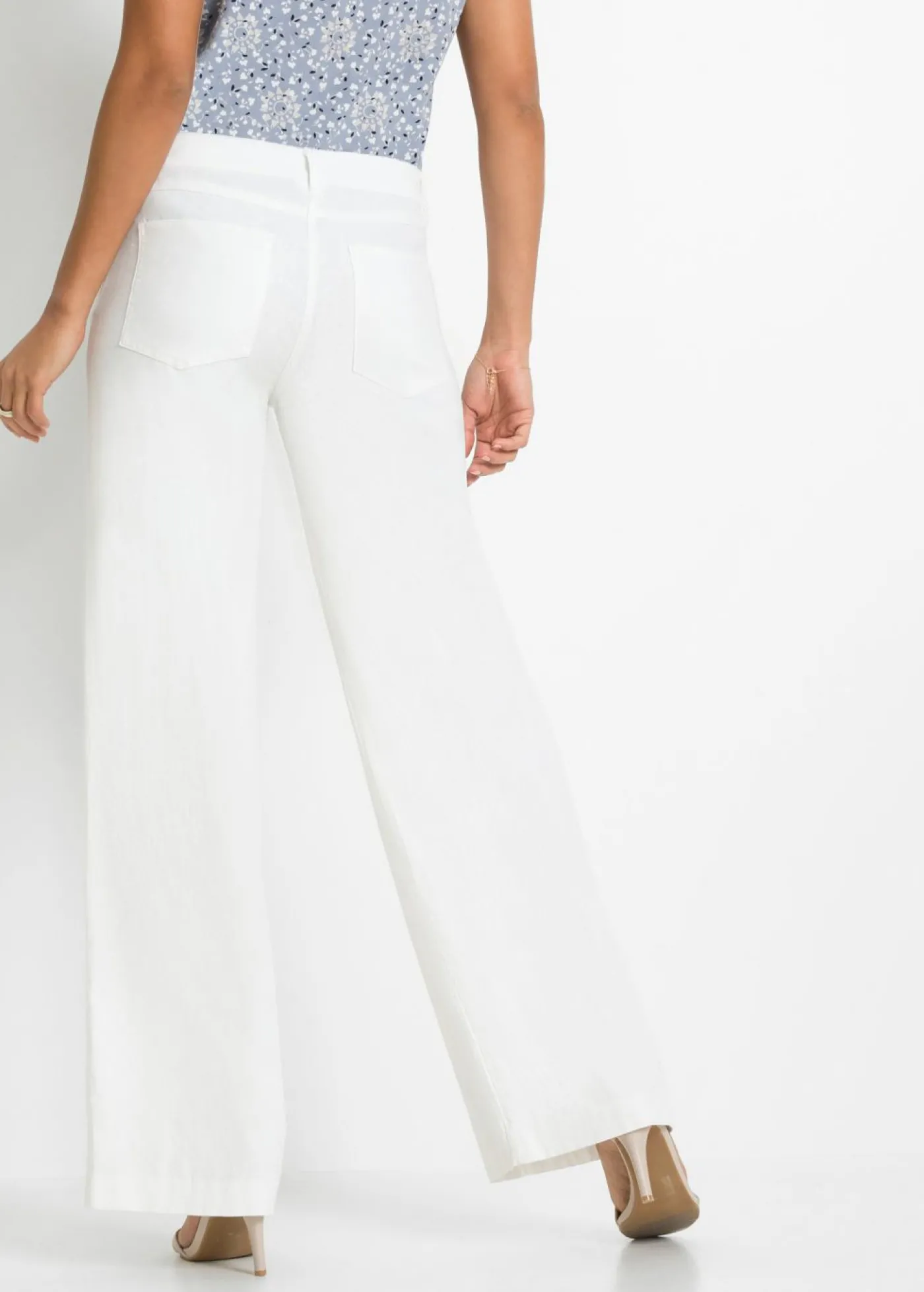 bonprix bonprix Pantalón palazzo de mezcla de lino Blanco New