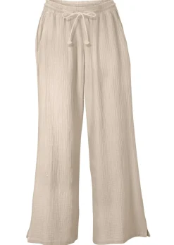 bonprix bonprix Pantalón palazzo de muselina gris piedra Clearance