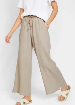 bonprix bonprix Pantalón palazzo de muselina gris piedra Clearance