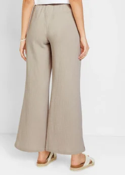bonprix bonprix Pantalón palazzo de muselina gris piedra Clearance