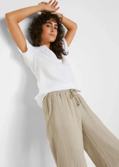 bonprix bonprix Pantalón palazzo de muselina gris piedra Clearance
