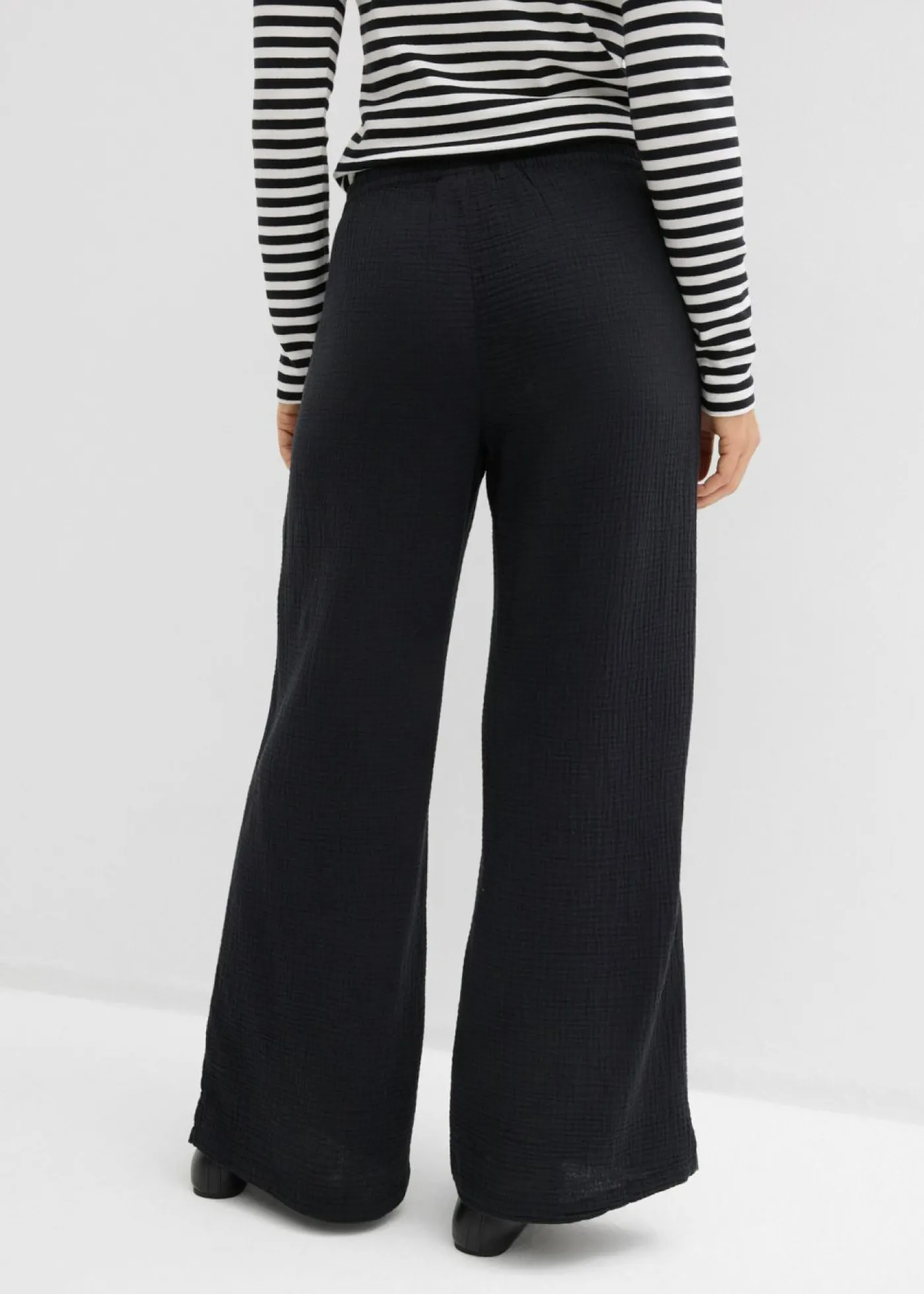 bonprix bonprix Pantalón palazzo de muselina Negro Outlet