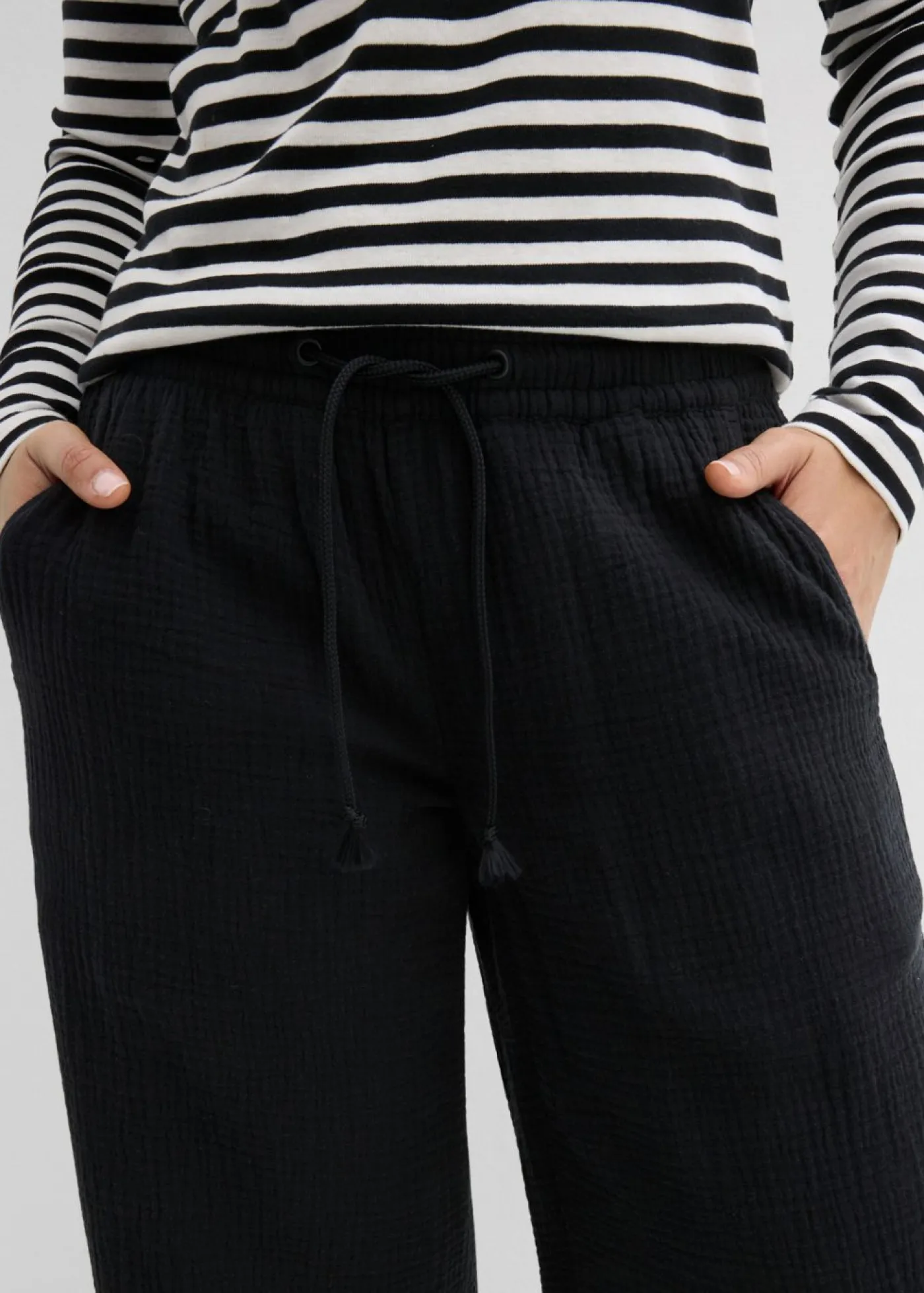 bonprix bonprix Pantalón palazzo de muselina Negro Outlet