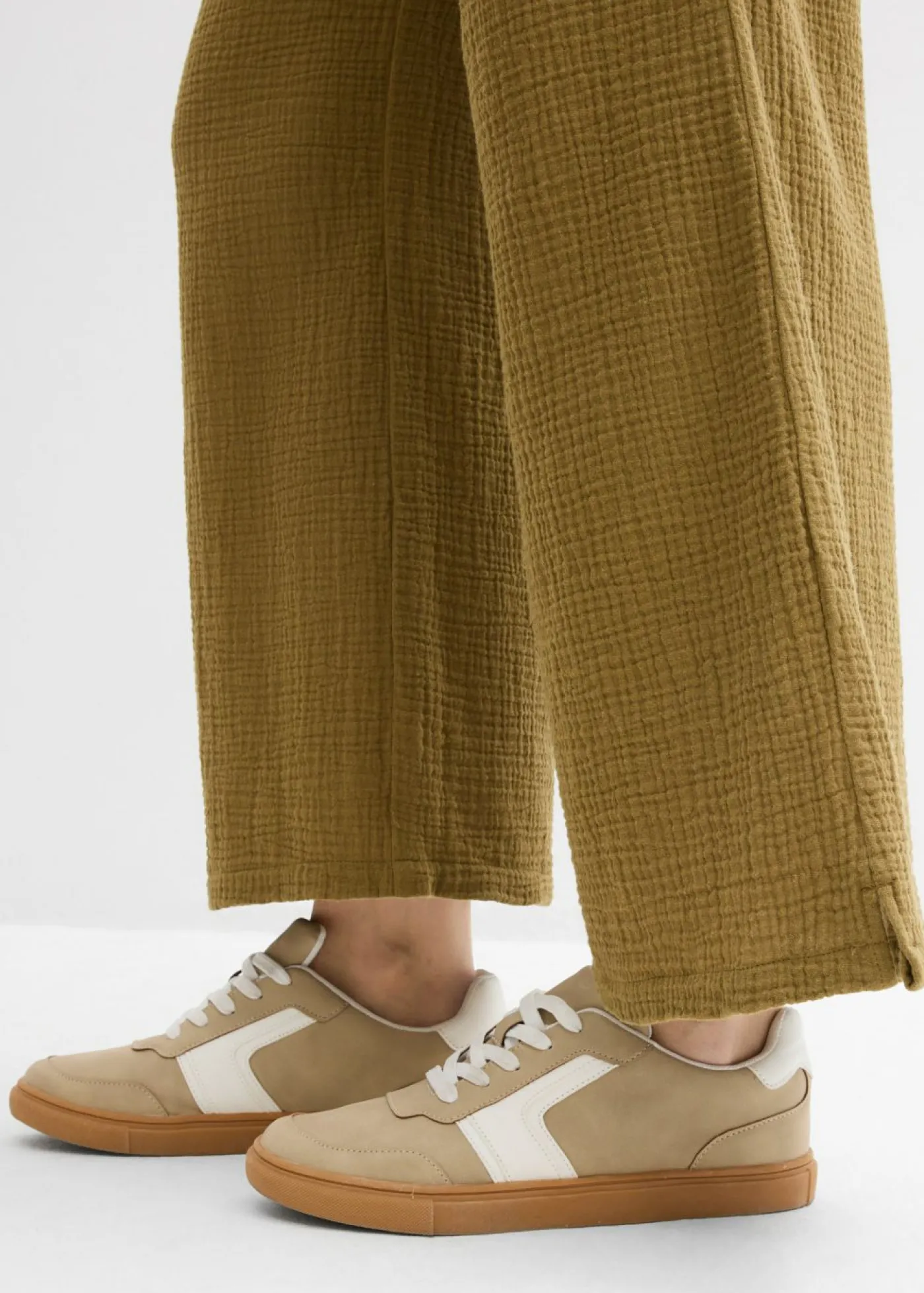 bonprix bonprix Pantalón palazzo de muselina Verde-natural Online