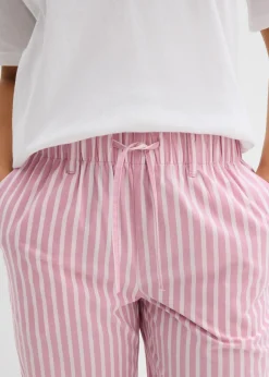 bonprix bonprix Pantalón palazzo de popelín de algodón rosa claro-malva rayas verticales Outlet