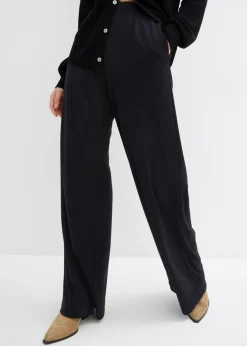 bonprix bonprix Pantalón palazzo de Punto di Roma cómodo Negro Hot