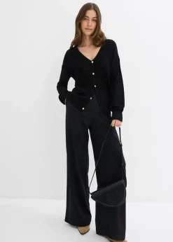 bonprix bonprix Pantalón palazzo de Punto di Roma cómodo Negro Hot