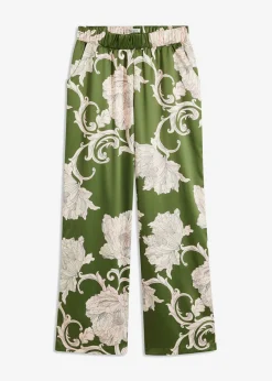 bonprix bonprix Pantalón palazzo de satén fluido Verde Outlet