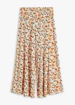 bonprix bonprix Pantalón Palazzo de viscosa fluida Beige-naranja de flores Discount