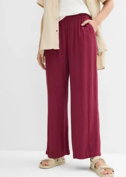 bonprix bonprix Pantalón Palazzo de viscosa suave Rojo azalea