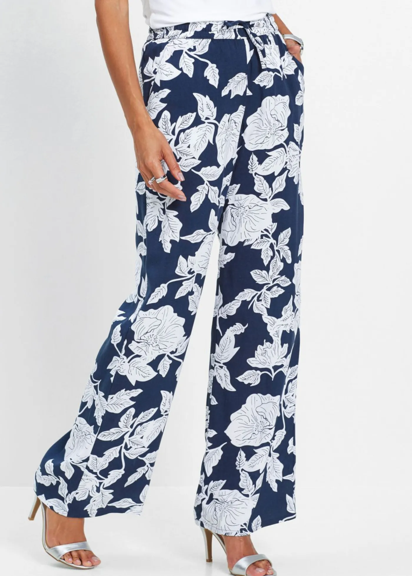 bonprix bonprix Pantalón Palazzo de viscosa fluida Negro Discount