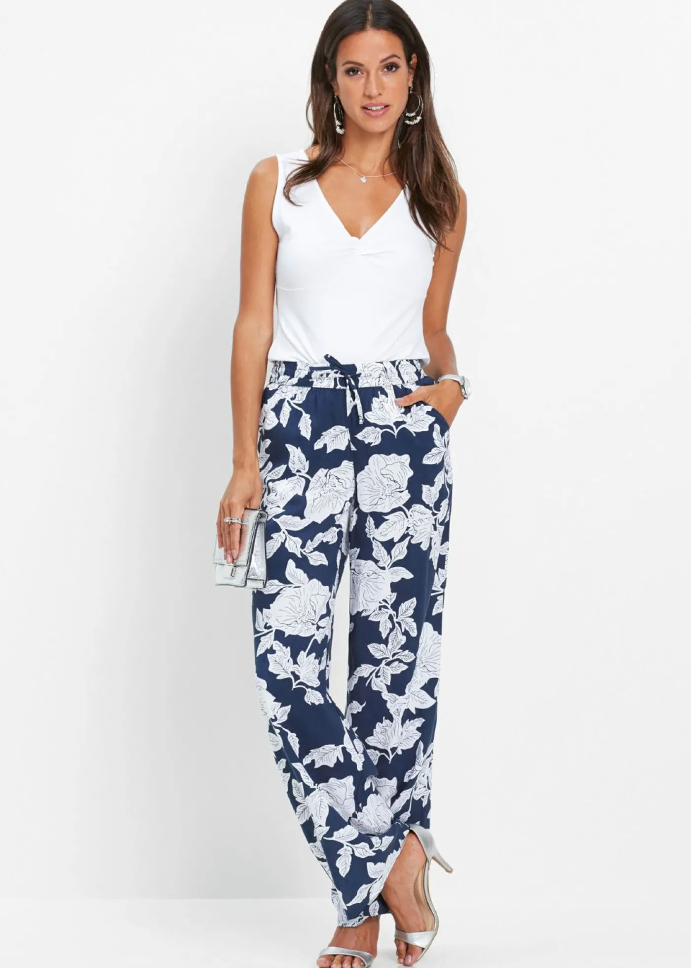 bonprix bonprix Pantalón Palazzo de viscosa fluida Negro Discount