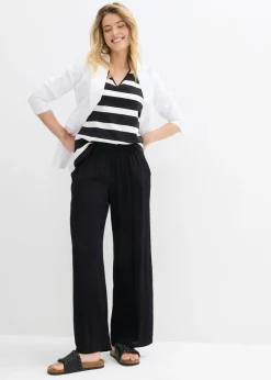 bonprix bonprix Pantalón Palazzo de viscosa suave Negro Discount