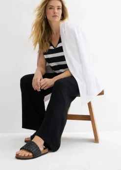 bonprix bonprix Pantalón Palazzo de viscosa suave Negro Discount