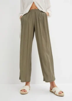 bonprix bonprix Pantalón Palazzo de viscosa suave Verde oliva Discount