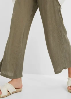 bonprix bonprix Pantalón Palazzo de viscosa suave Verde oliva Discount