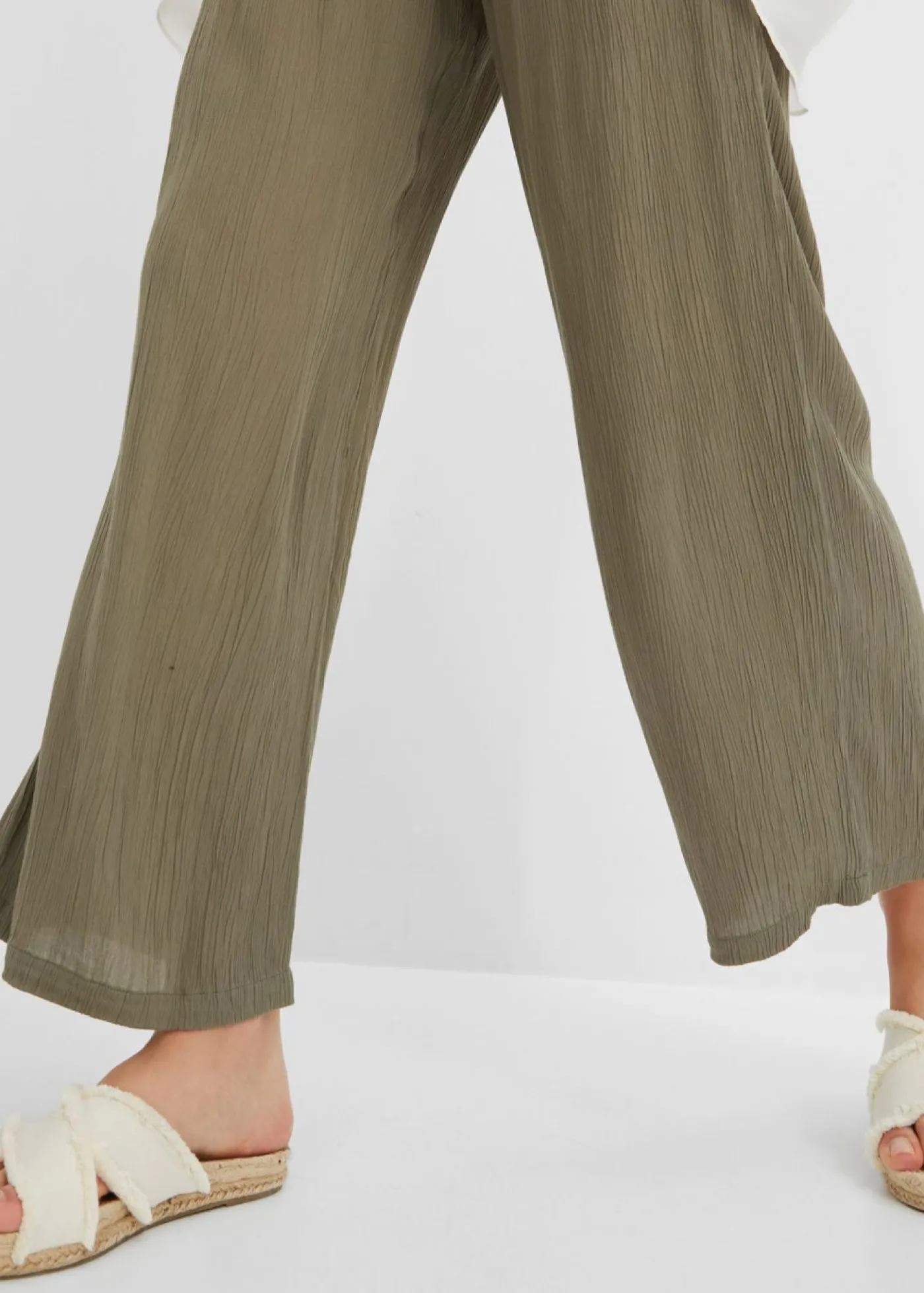 bonprix bonprix Pantalón Palazzo de viscosa suave Verde oliva Discount