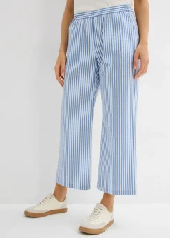 bonprix bonprix Pantalón palazzo estilo milrayas, largo 7/8 Azul glaciar-blanco lana New