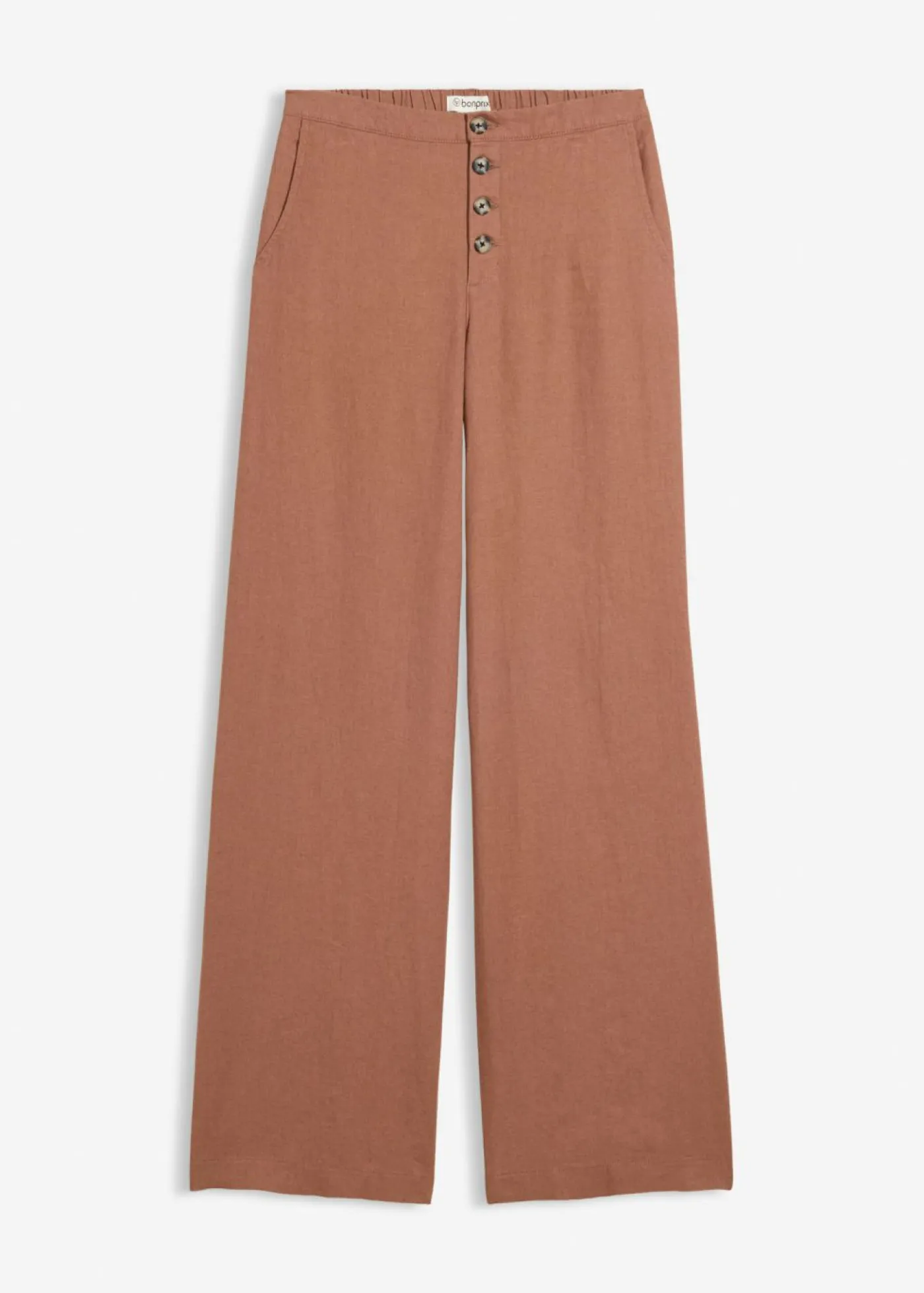 bonprix bonprix Pantalón palazzo largo con lino Marrón castaño Hot