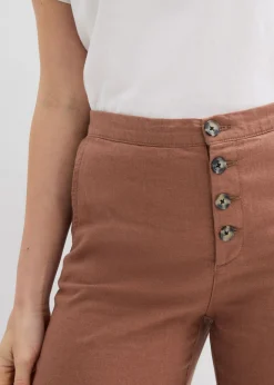 bonprix bonprix Pantalón palazzo largo con lino Marrón castaño Hot