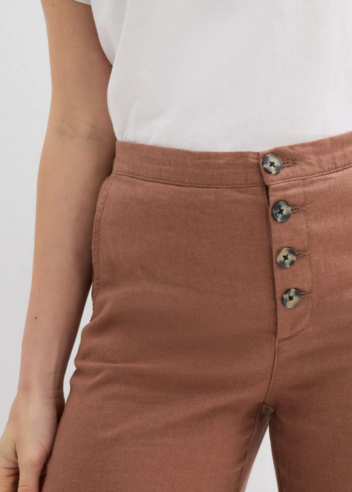 bonprix bonprix Pantalón palazzo largo con lino Marrón castaño Hot
