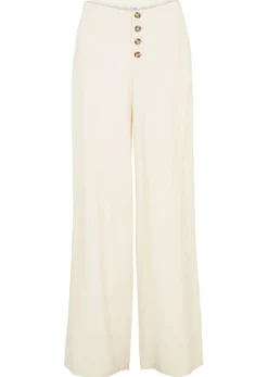 bonprix bonprix Pantalón palazzo largo con lino Beige-arena Outlet
