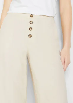 bonprix bonprix Pantalón palazzo largo con lino Beige-arena Outlet