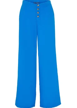 bonprix bonprix Pantalón palazzo largo con lino Azur Hot