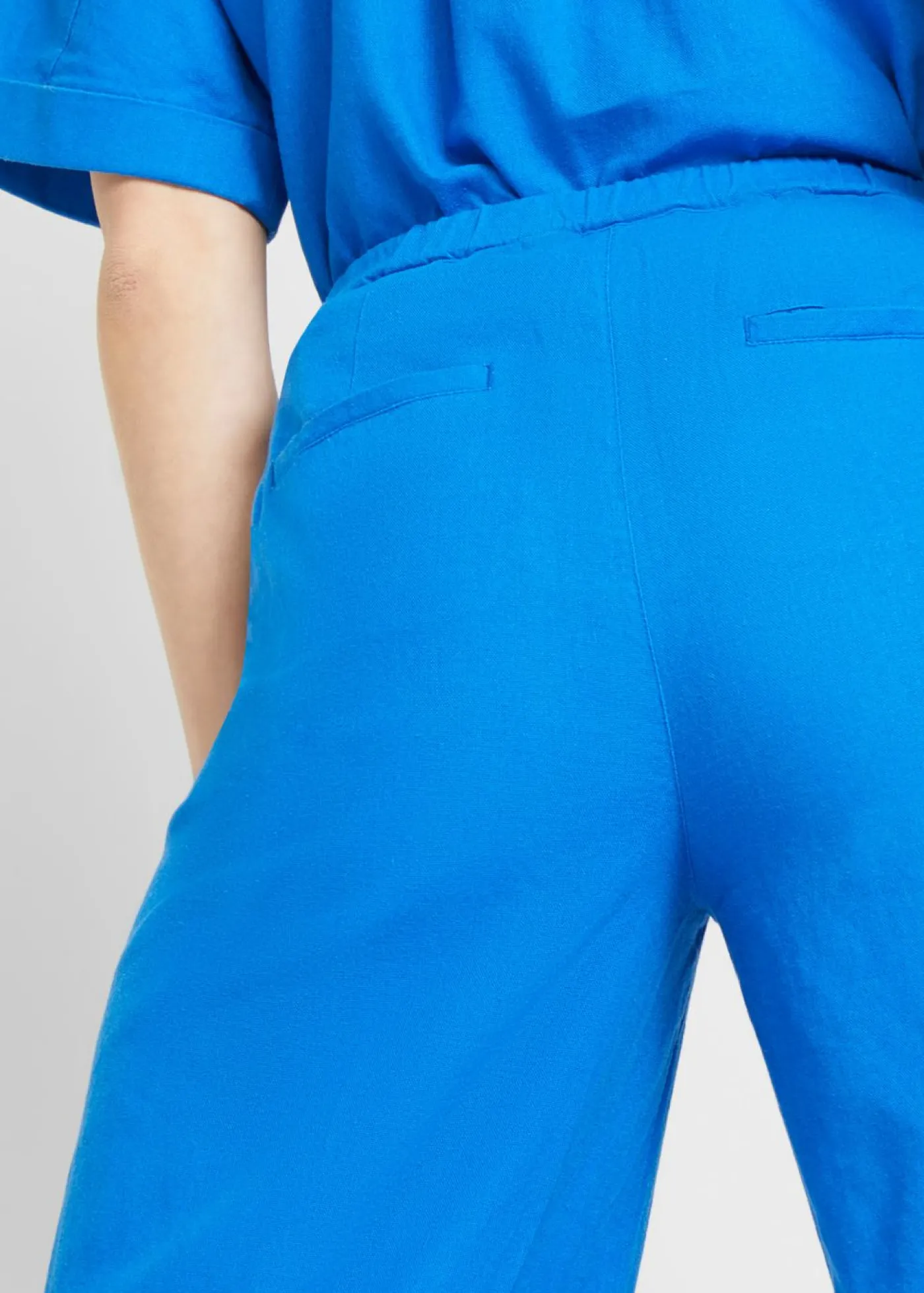 bonprix bonprix Pantalón palazzo largo con lino Azur Hot