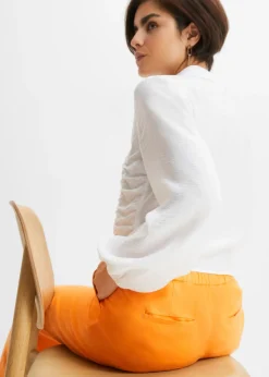 bonprix bonprix Pantalón palazzo largo con lino Naranja claro Sale