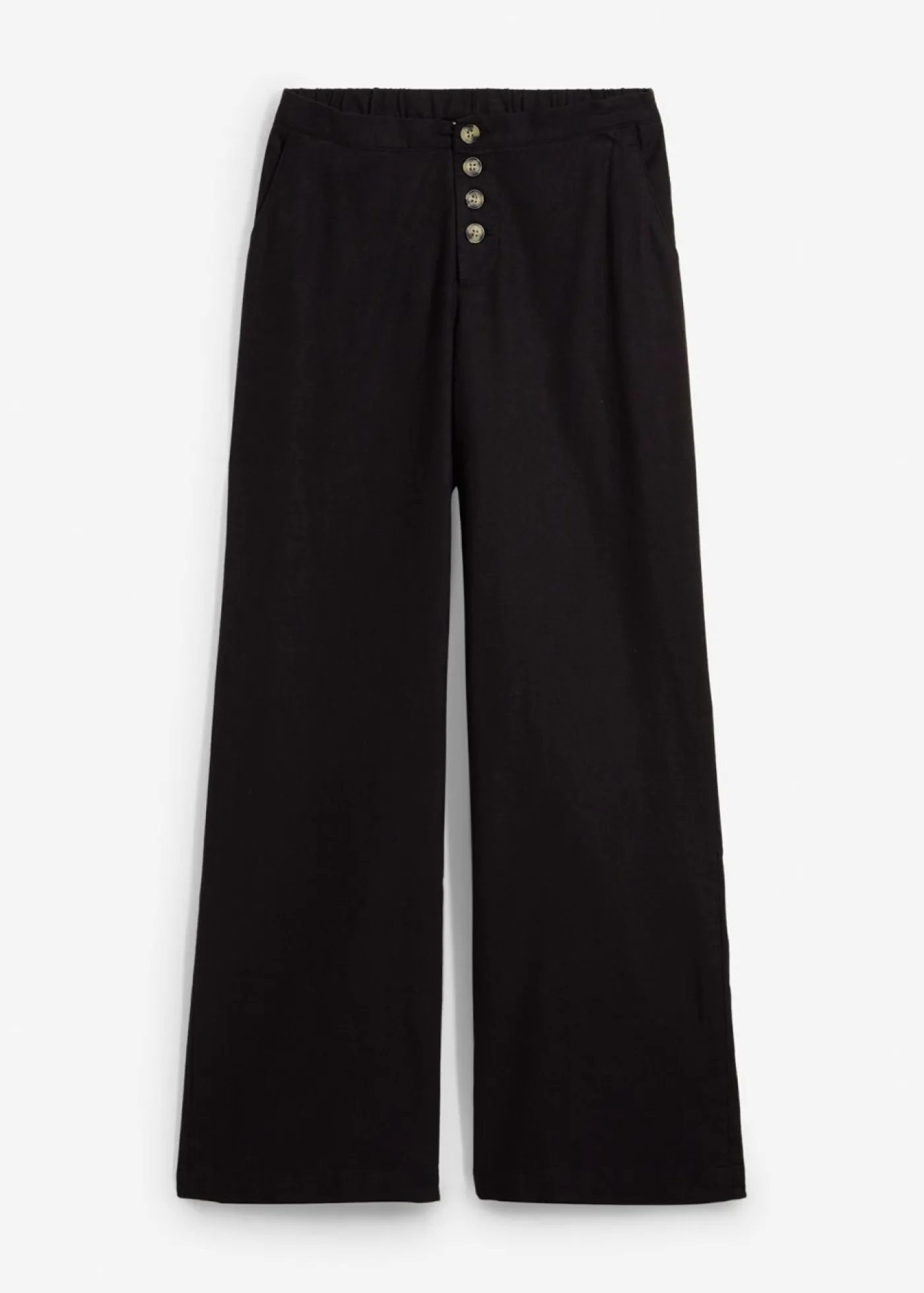 bonprix bonprix Pantalón palazzo largo con lino Negro