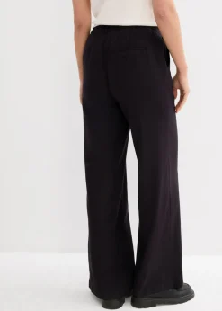 bonprix bonprix Pantalón palazzo largo con lino Negro