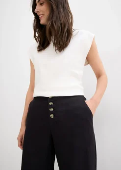 bonprix bonprix Pantalón palazzo largo con lino Negro