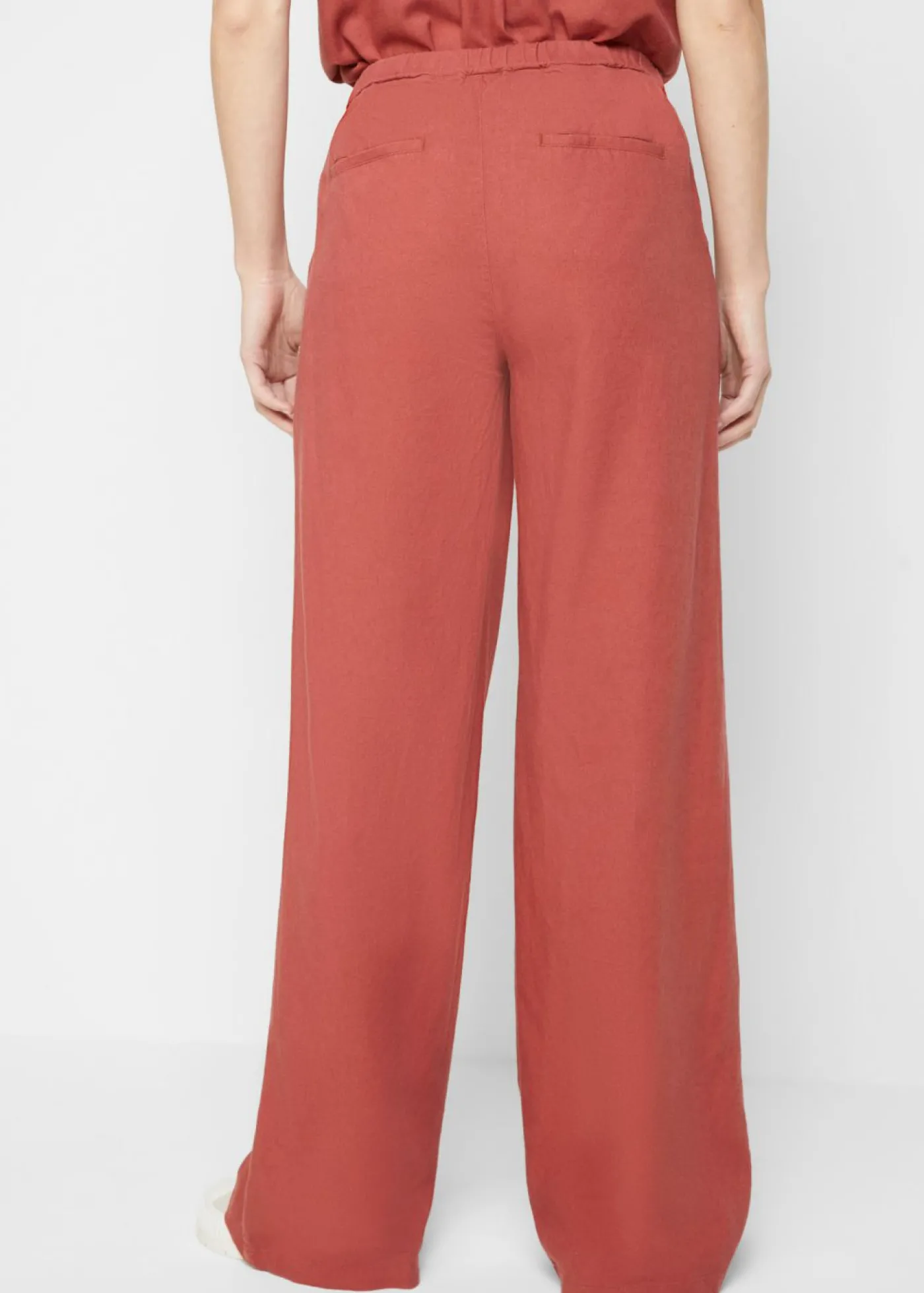 bonprix bonprix Pantalón palazzo largo con lino marrón marsala New