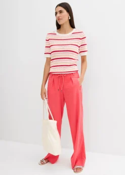 bonprix bonprix Pantalón paperbag de ligera mezcla de lino rosa paraíso Best