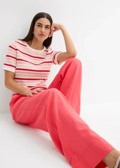 bonprix bonprix Pantalón paperbag de ligera mezcla de lino rosa paraíso Best