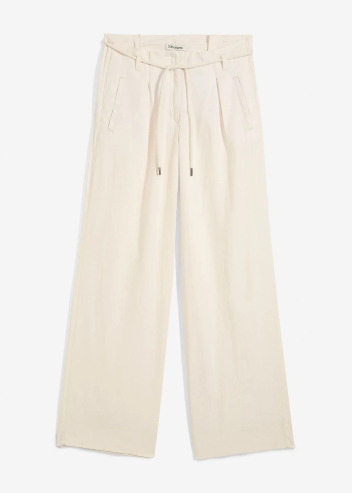 bonprix bonprix Pantalón paperbag de ligera mezcla de lino Beige natural