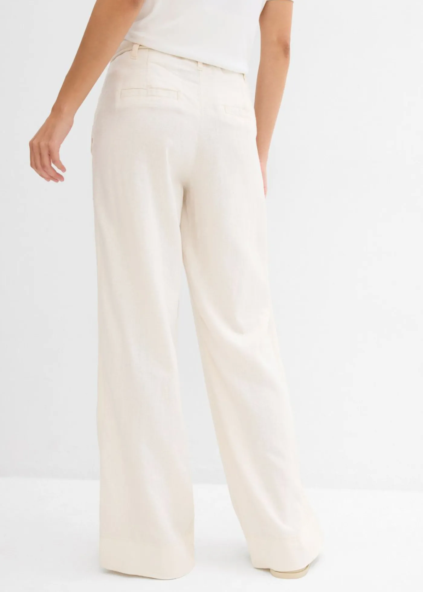 bonprix bonprix Pantalón paperbag de ligera mezcla de lino Beige natural
