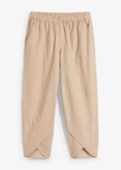 bonprix bonprix Pantalón pirata de mezcla de lino ligero Marrón claro New