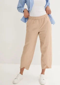 bonprix bonprix Pantalón pirata de mezcla de lino ligero Marrón claro New