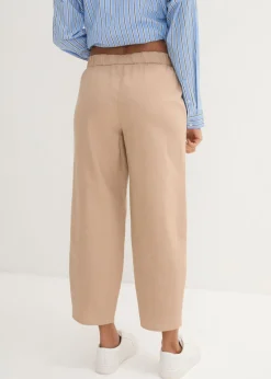 bonprix bonprix Pantalón pirata de mezcla de lino ligero Marrón claro New