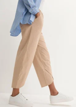 bonprix bonprix Pantalón pirata de mezcla de lino ligero Marrón claro New