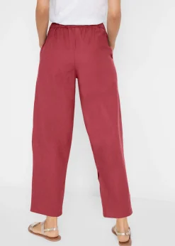 bonprix bonprix Pantalón pirata de mezcla de lino ligero marrón marsala