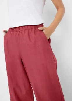 bonprix bonprix Pantalón pirata de mezcla de lino ligero marrón marsala