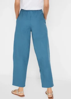 bonprix bonprix Pantalón pirata de mezcla de lino ligero denim azul Clearance