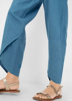 bonprix bonprix Pantalón pirata de mezcla de lino ligero denim azul Clearance