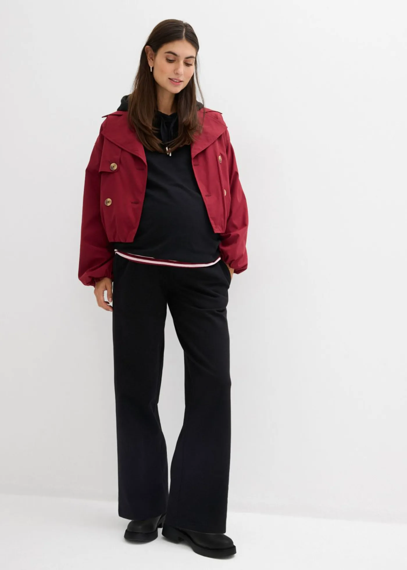 bonprix bonprix Pantalón premamá de chándal 2 en 1 con banda abdominal ajustable Negro Online