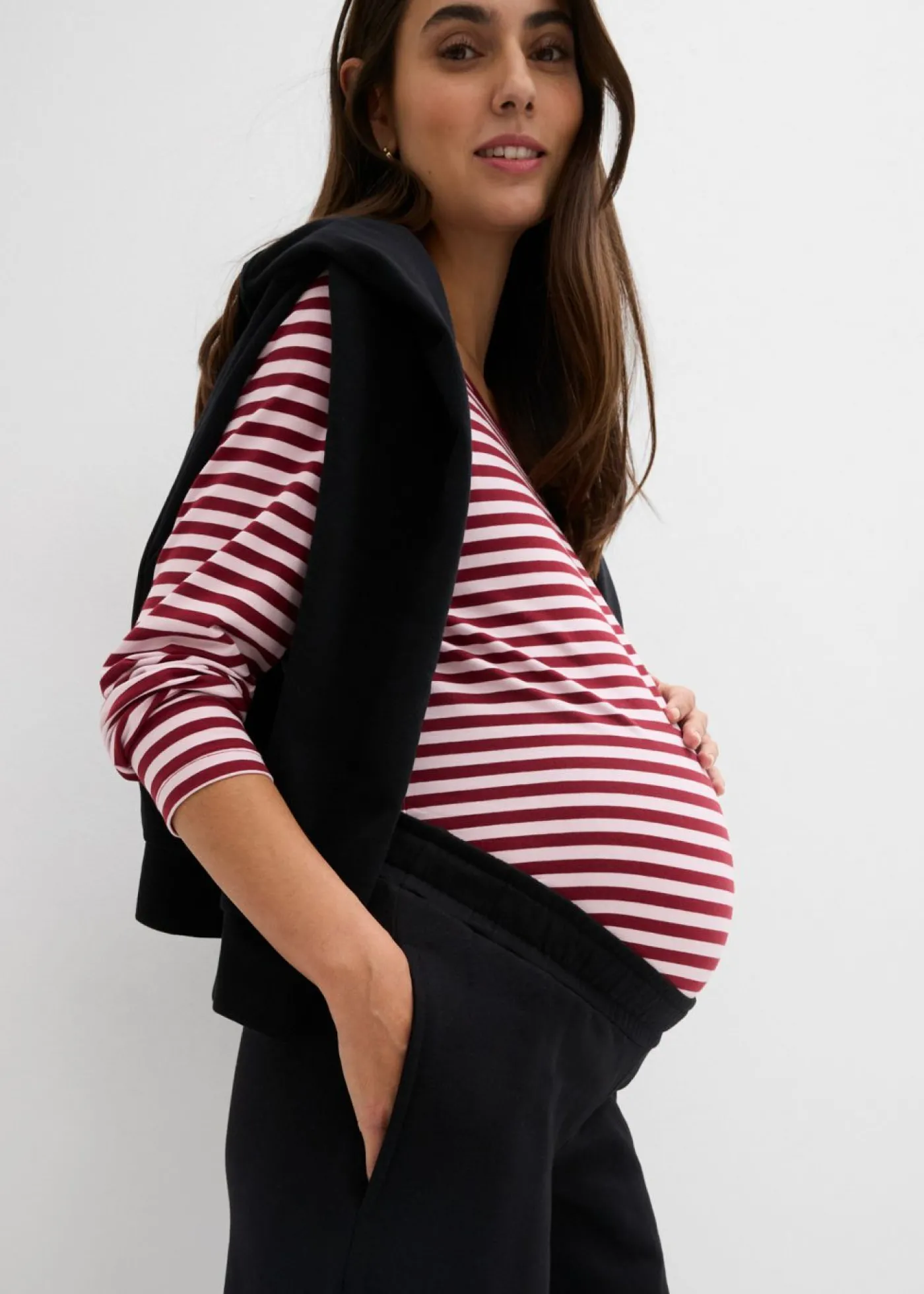 bonprix bonprix Pantalón premamá de chándal 2 en 1 con banda abdominal ajustable Negro Online
